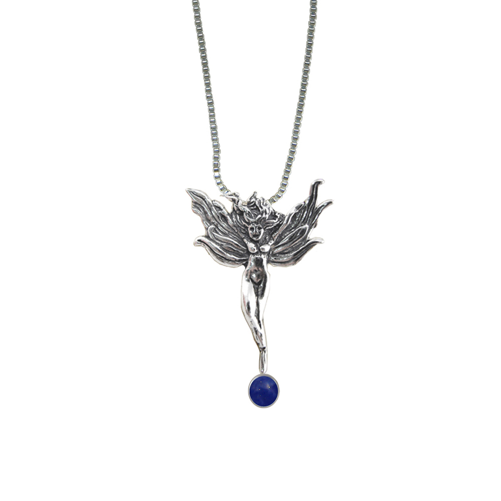 Sterling Silver Molly The Irish Fairy Pendant With Lapis Lazuli
